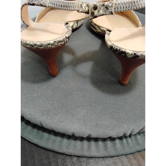 Talbots Snake Skin Patterned Leather Sling Kitten Heels 10 M - Picture 4 of 5